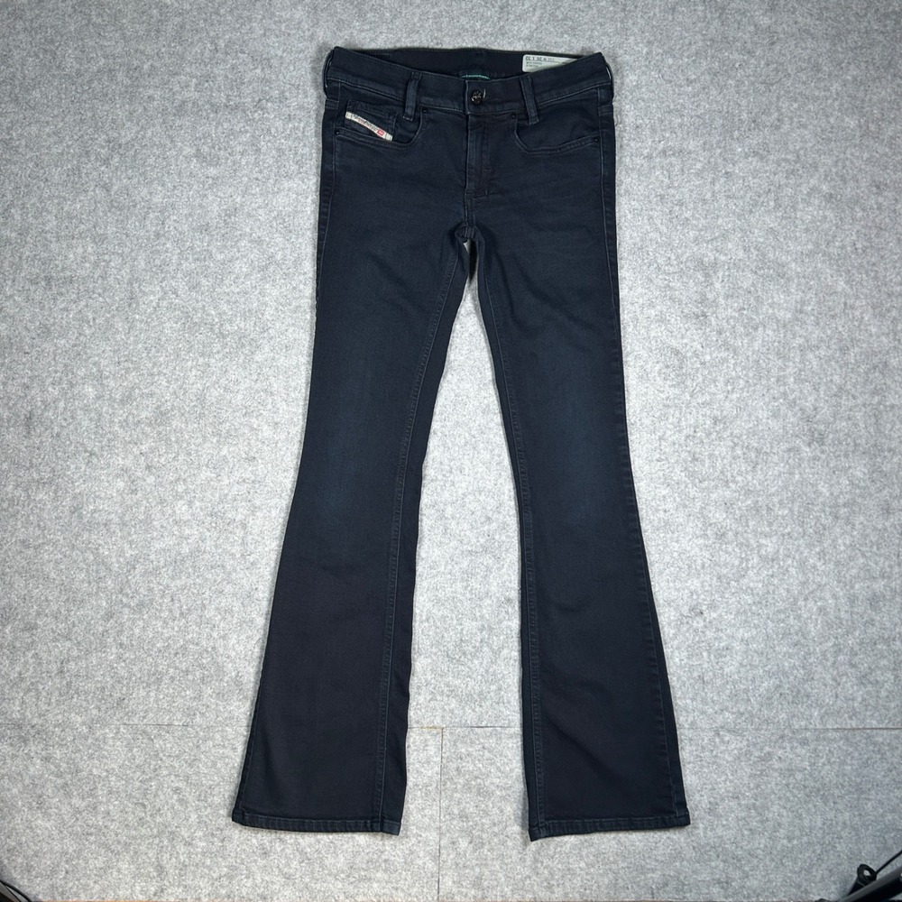 Diesel Denim Jeans Women 26x32 Black Louvboot Slim Bootcut Stretch Y2K